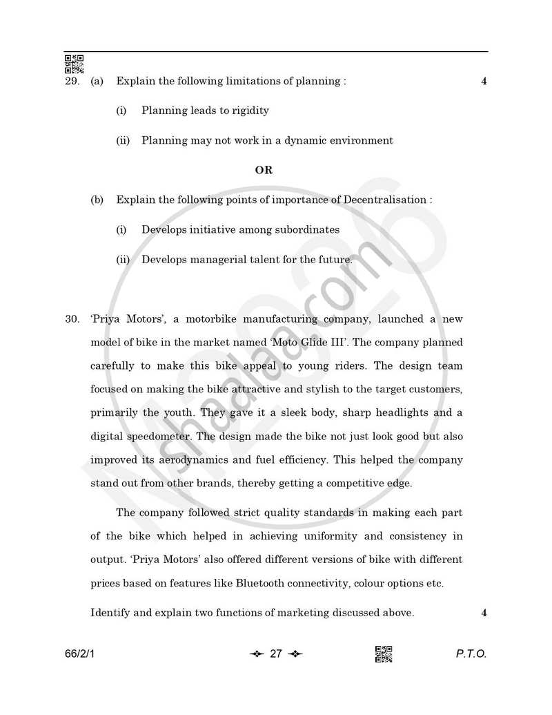 Business Studies 2025-2026 - CBSE 12th - Class 12 - CBSE (Central Board of Secondary Education) question paper with PDF download