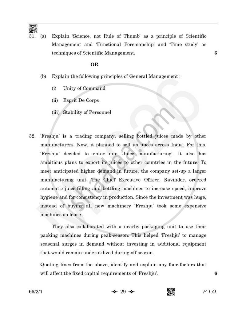 Business Studies 2025-2026 - CBSE 12th - Class 12 - CBSE (Central Board of Secondary Education) question paper with PDF download