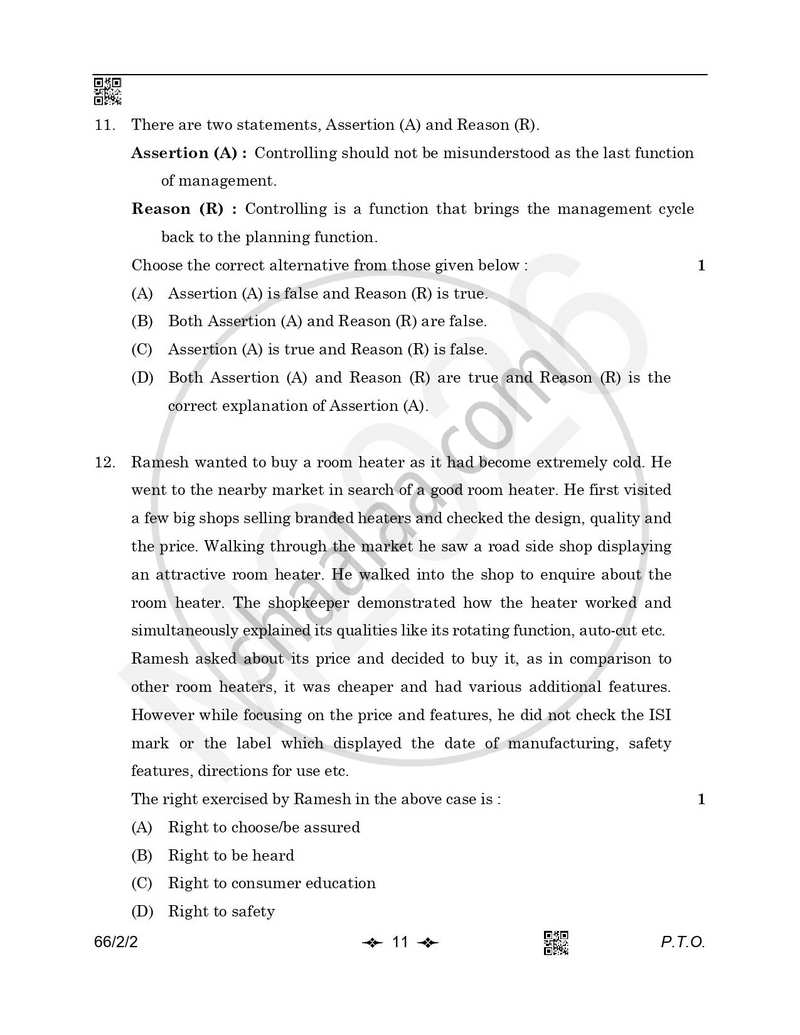 Business Studies 2025-2026 - CBSE 12th - Class 12 - CBSE (Central Board of Secondary Education) question paper with PDF download