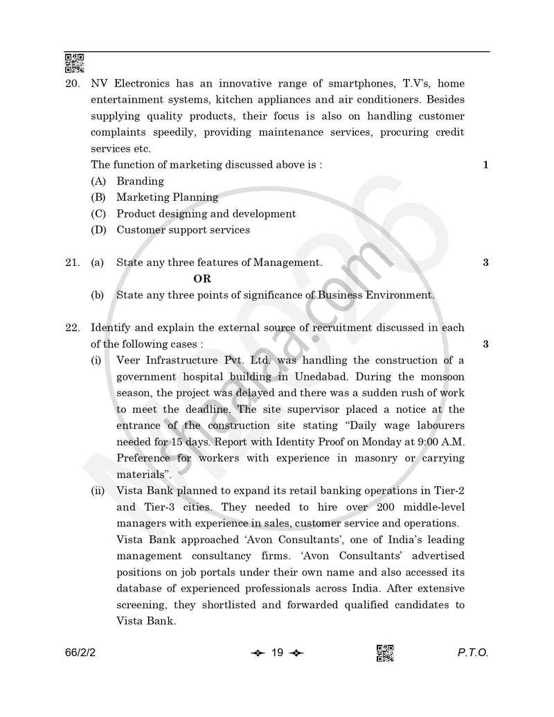 Business Studies 2025-2026 - CBSE 12th - Class 12 - CBSE (Central Board of Secondary Education) question paper with PDF download