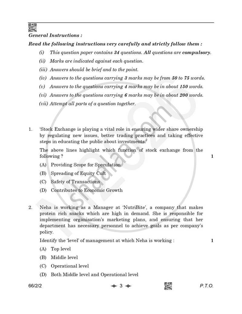 Business Studies 2025-2026 - CBSE 12th - Class 12 - CBSE (Central Board of Secondary Education) question paper with PDF download