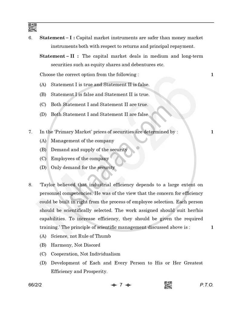 Business Studies 2025-2026 - CBSE 12th - Class 12 - CBSE (Central Board of Secondary Education) question paper with PDF download