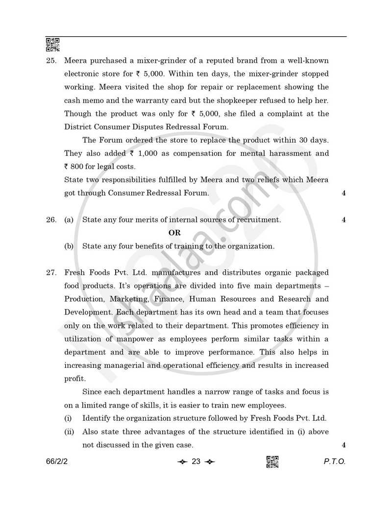 Business Studies 2025-2026 - CBSE 12th - Class 12 - CBSE (Central Board of Secondary Education) question paper with PDF download
