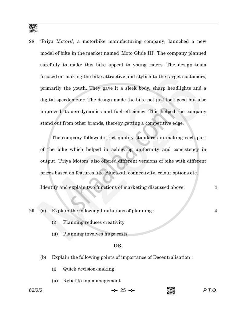 Business Studies 2025-2026 - CBSE 12th - Class 12 - CBSE (Central Board of Secondary Education) question paper with PDF download