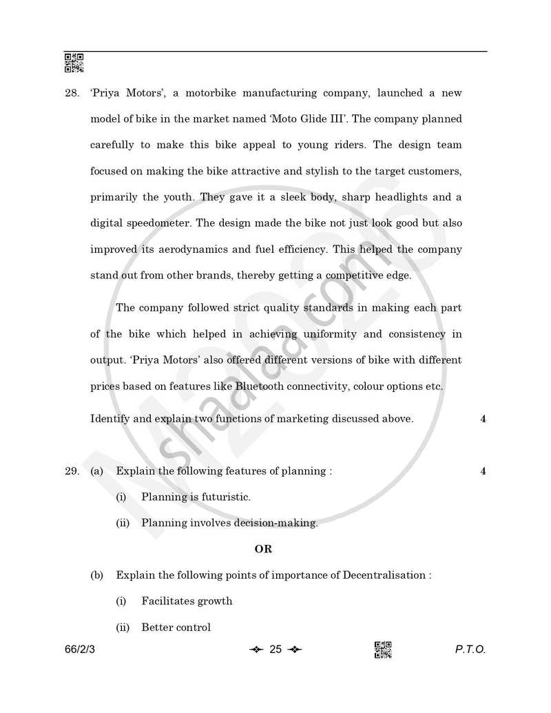 Business Studies 2025-2026 - CBSE 12th - Class 12 - CBSE (Central Board of Secondary Education) question paper with PDF download