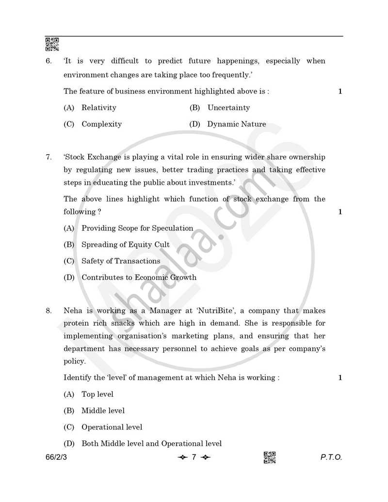 Business Studies 2025-2026 - CBSE 12th - Class 12 - CBSE (Central Board of Secondary Education) question paper with PDF download