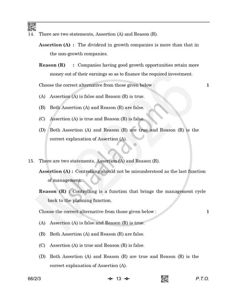 Business Studies 2025-2026 - CBSE 12th - Class 12 - CBSE (Central Board of Secondary Education) question paper with PDF download