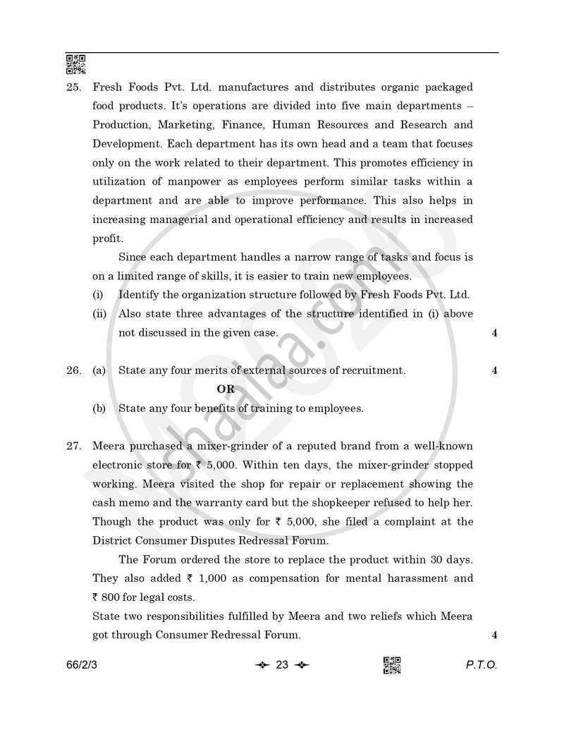 Business Studies 2025-2026 - CBSE 12th - Class 12 - CBSE (Central Board of Secondary Education) question paper with PDF download