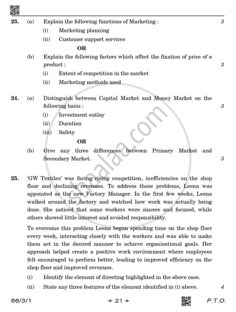 Business Studies 2025-2026 - CBSE 12th - Class 12 - CBSE (Central Board of Secondary Education) question paper with PDF download