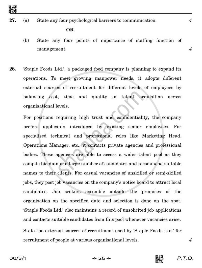 Business Studies 2025-2026 - CBSE 12th - Class 12 - CBSE (Central Board of Secondary Education) question paper with PDF download