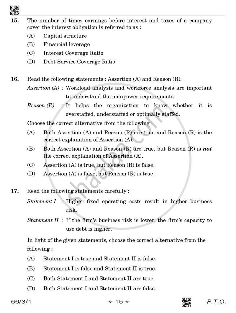 Business Studies 2025-2026 - CBSE 12th - Class 12 - CBSE (Central Board of Secondary Education) question paper with PDF download