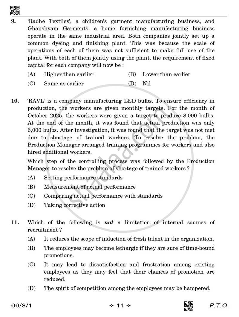 Business Studies 2025-2026 - CBSE 12th - Class 12 - CBSE (Central Board of Secondary Education) question paper with PDF download