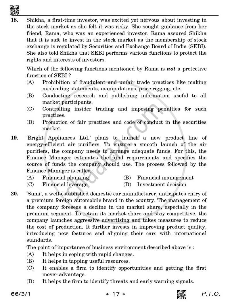 Business Studies 2025-2026 - CBSE 12th - Class 12 - CBSE (Central Board of Secondary Education) question paper with PDF download