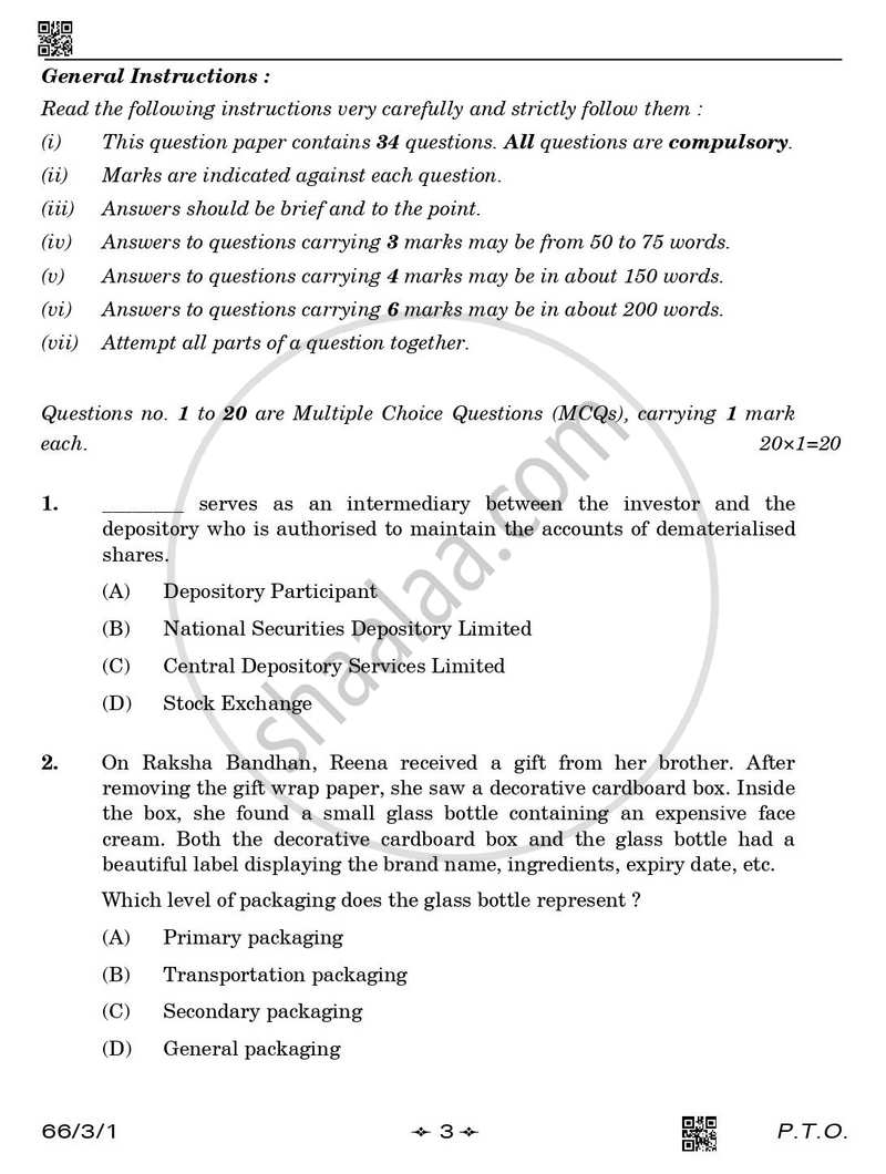 Business Studies 2025-2026 - CBSE 12th - Class 12 - CBSE (Central Board of Secondary Education) question paper with PDF download