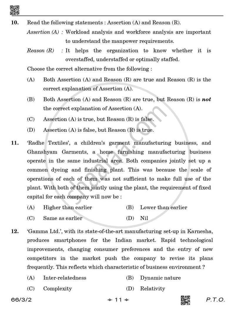 Business Studies 2025-2026 - CBSE 12th - Class 12 - CBSE (Central Board of Secondary Education) question paper with PDF download