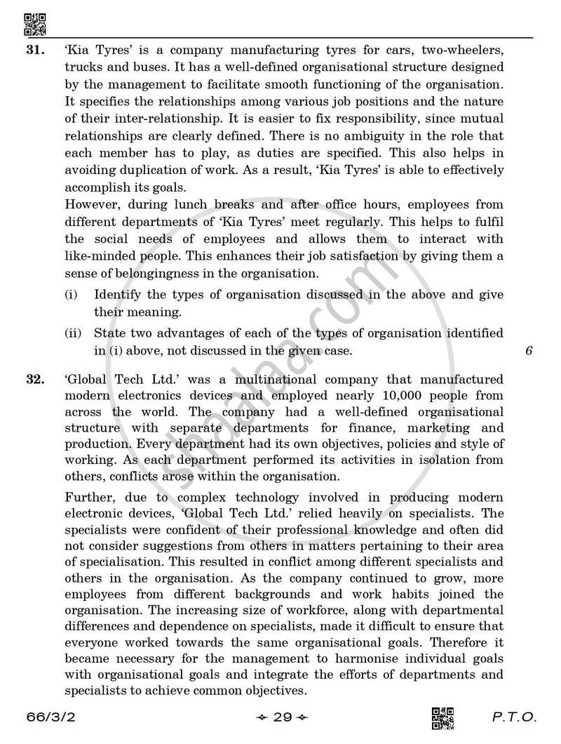 Business Studies 2025-2026 - CBSE 12th - Class 12 - CBSE (Central Board of Secondary Education) question paper with PDF download