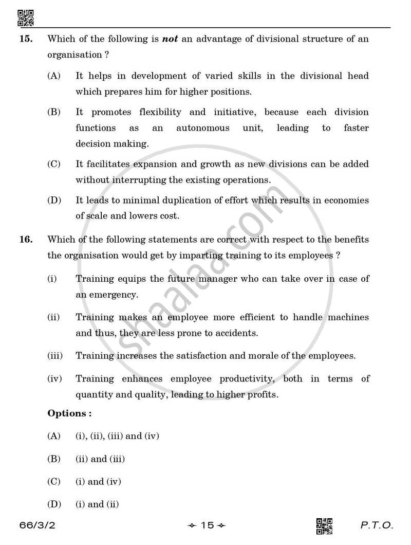 Business Studies 2025-2026 - CBSE 12th - Class 12 - CBSE (Central Board of Secondary Education) question paper with PDF download
