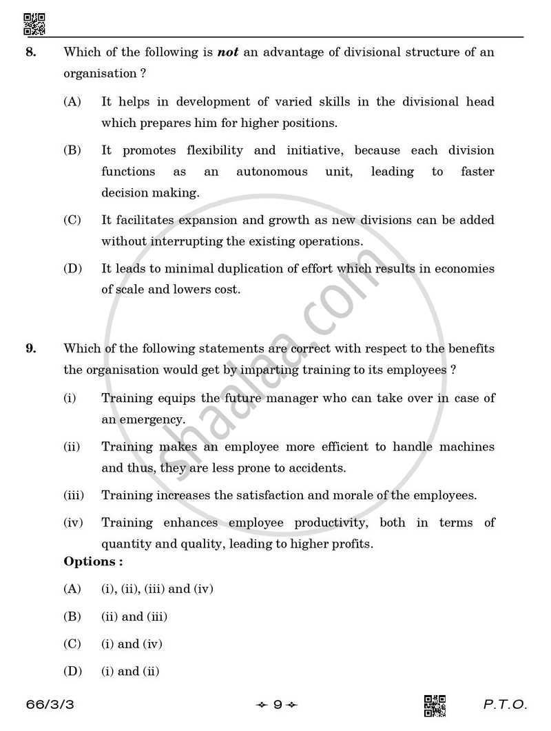 Business Studies 2025-2026 - CBSE 12th - Class 12 - CBSE (Central Board of Secondary Education) question paper with PDF download
