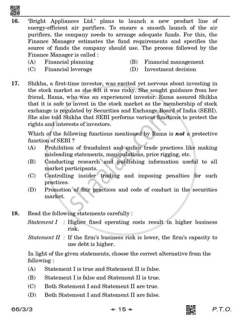 Business Studies 2025-2026 - CBSE 12th - Class 12 - CBSE (Central Board of Secondary Education) question paper with PDF download