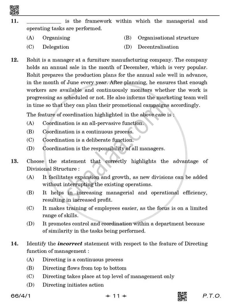 Business Studies 2025-2026 - CBSE 12th - Class 12 - CBSE (Central Board of Secondary Education) question paper with PDF download