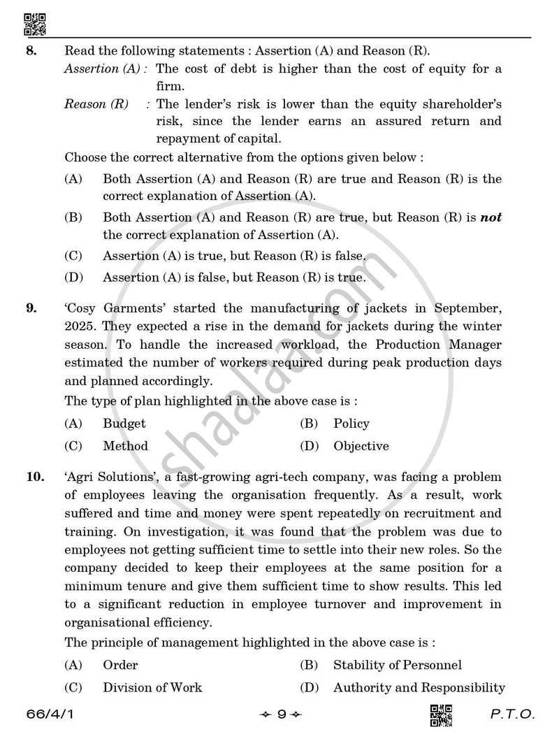 Business Studies 2025-2026 - CBSE 12th - Class 12 - CBSE (Central Board of Secondary Education) question paper with PDF download