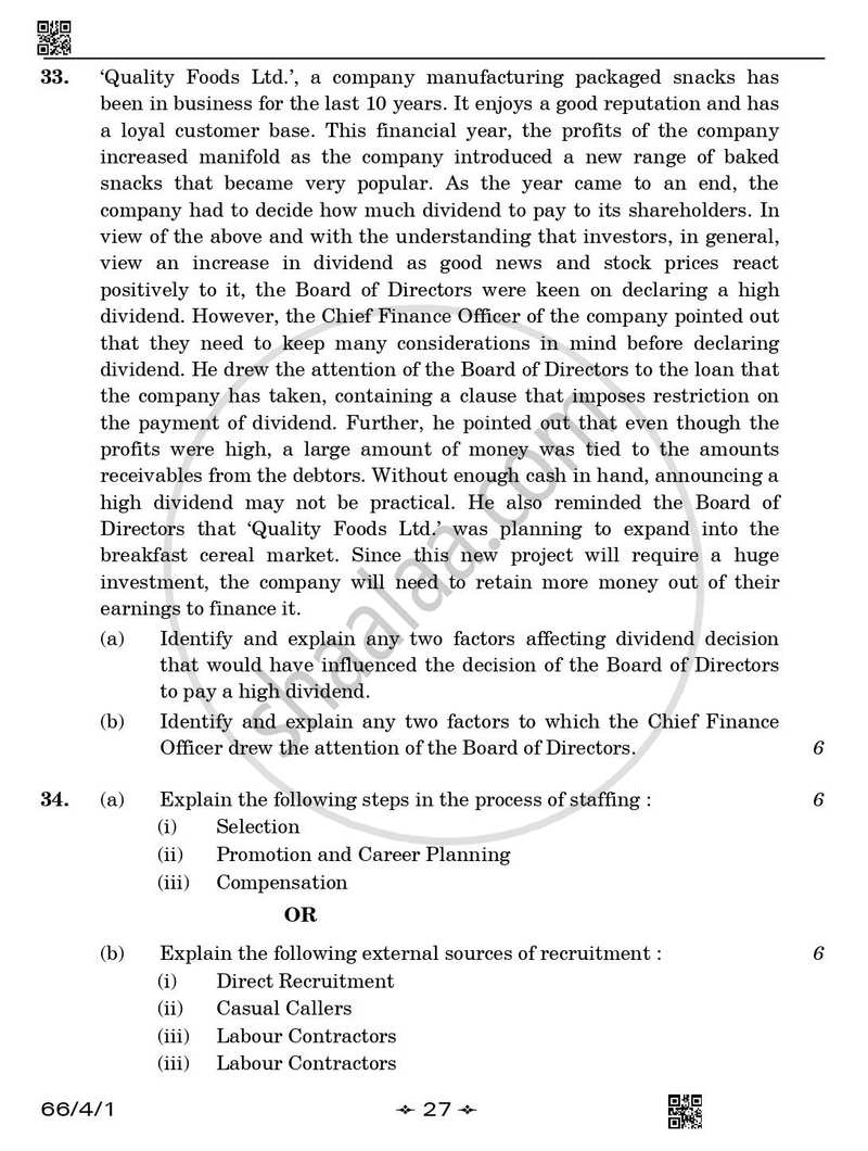 Business Studies 2025-2026 - CBSE 12th - Class 12 - CBSE (Central Board of Secondary Education) question paper with PDF download