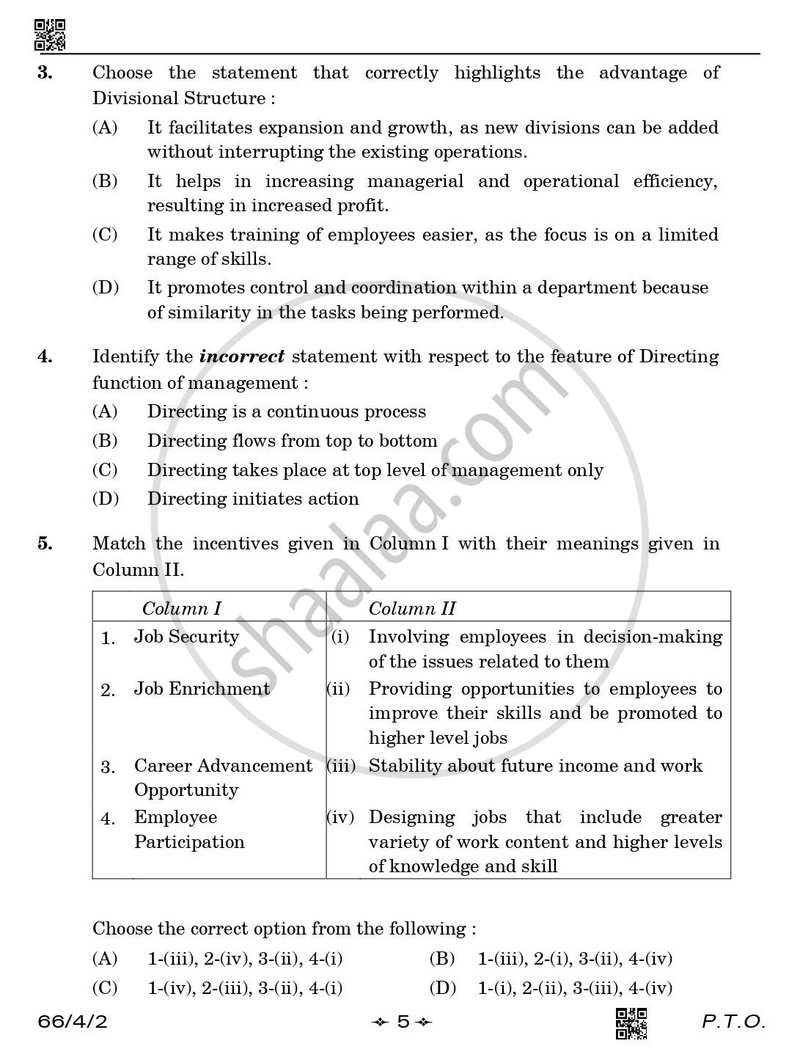 Business Studies 2025-2026 - CBSE 12th - Class 12 - CBSE (Central Board of Secondary Education) question paper with PDF download