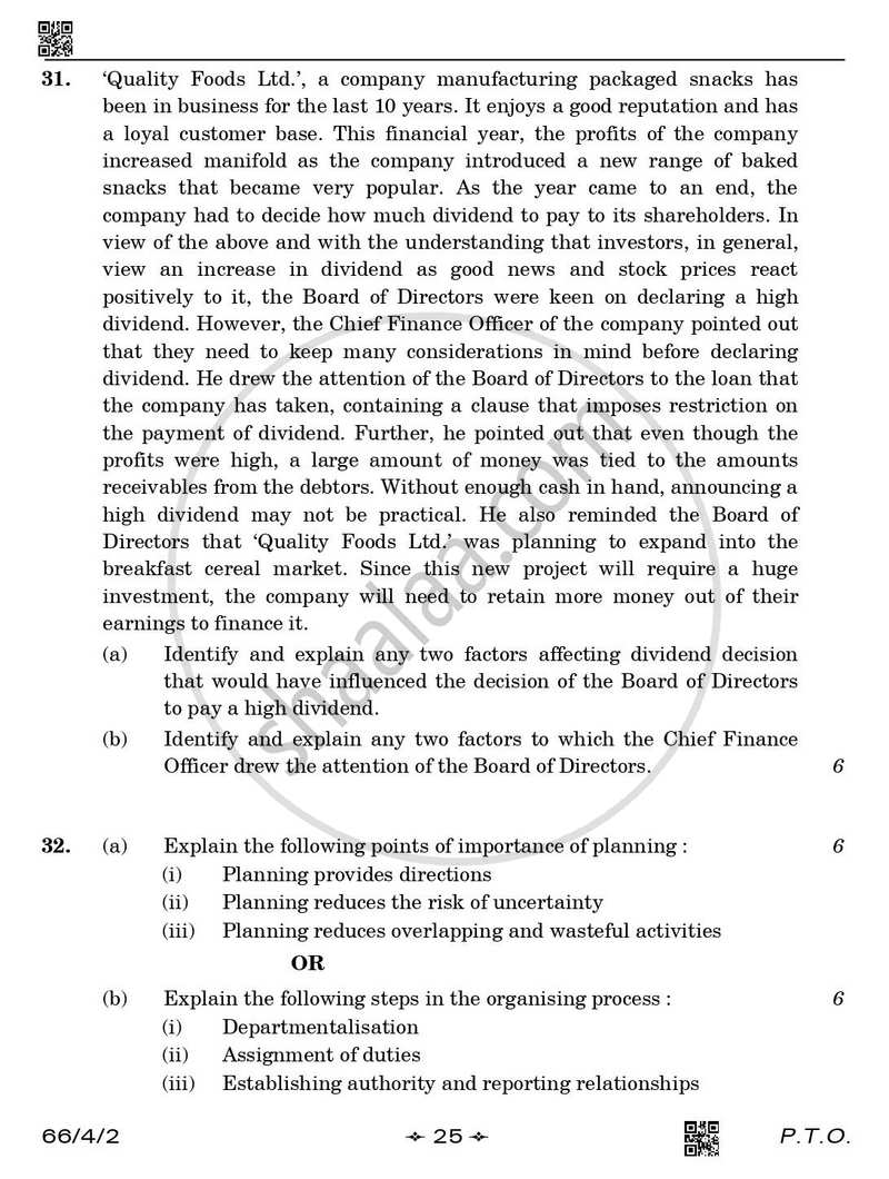 Business Studies 2025-2026 - CBSE 12th - Class 12 - CBSE (Central Board of Secondary Education) question paper with PDF download
