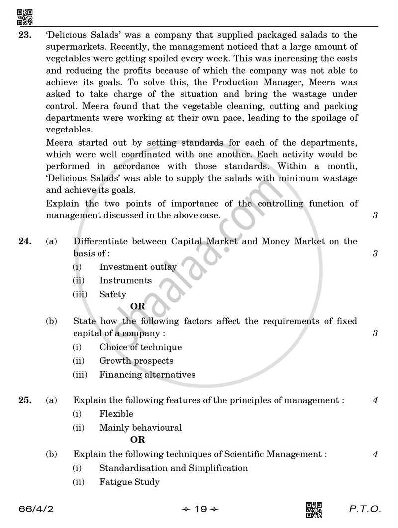 Business Studies 2025-2026 - CBSE 12th - Class 12 - CBSE (Central Board of Secondary Education) question paper with PDF download