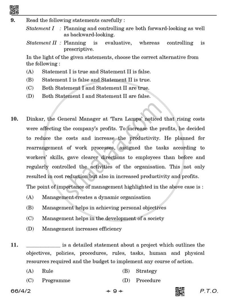 Business Studies 2025-2026 - CBSE 12th - Class 12 - CBSE (Central Board of Secondary Education) question paper with PDF download
