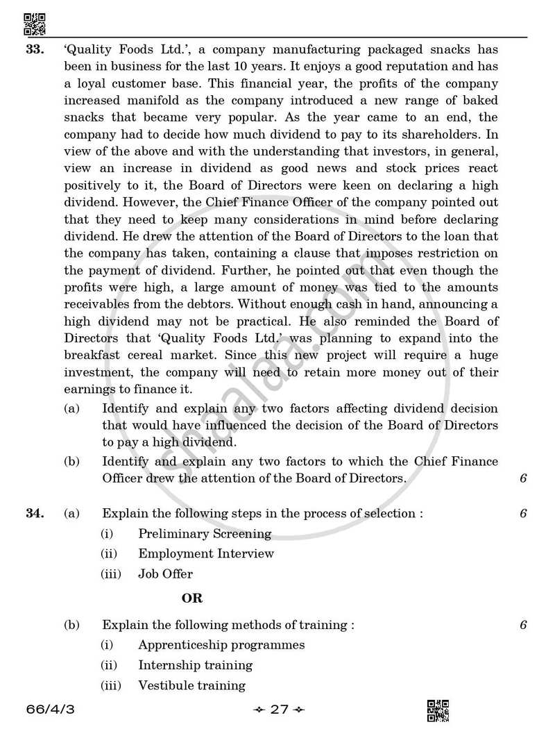 Business Studies 2025-2026 - CBSE 12th - Class 12 - CBSE (Central Board of Secondary Education) question paper with PDF download