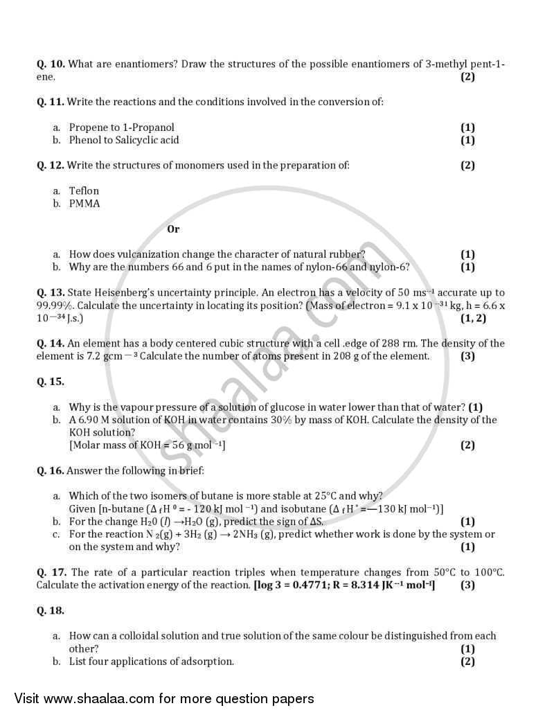 Chemistry 2005-2006 - CBSE 12th - Class 12 - CBSE (Central Board of Secondary Education) question paper with PDF download