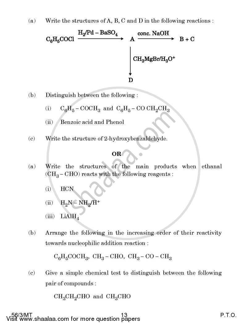 Chemistry 2014-2015 - CBSE 12th - Class 12 - CBSE (Central Board of Secondary Education) question paper with PDF download
