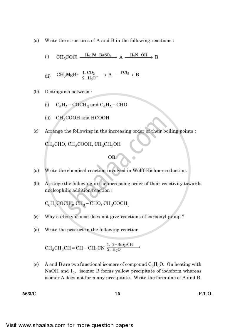 Chemistry 2015-2016 - CBSE 12th - Class 12 - CBSE (Central Board of Secondary Education) question paper with PDF download