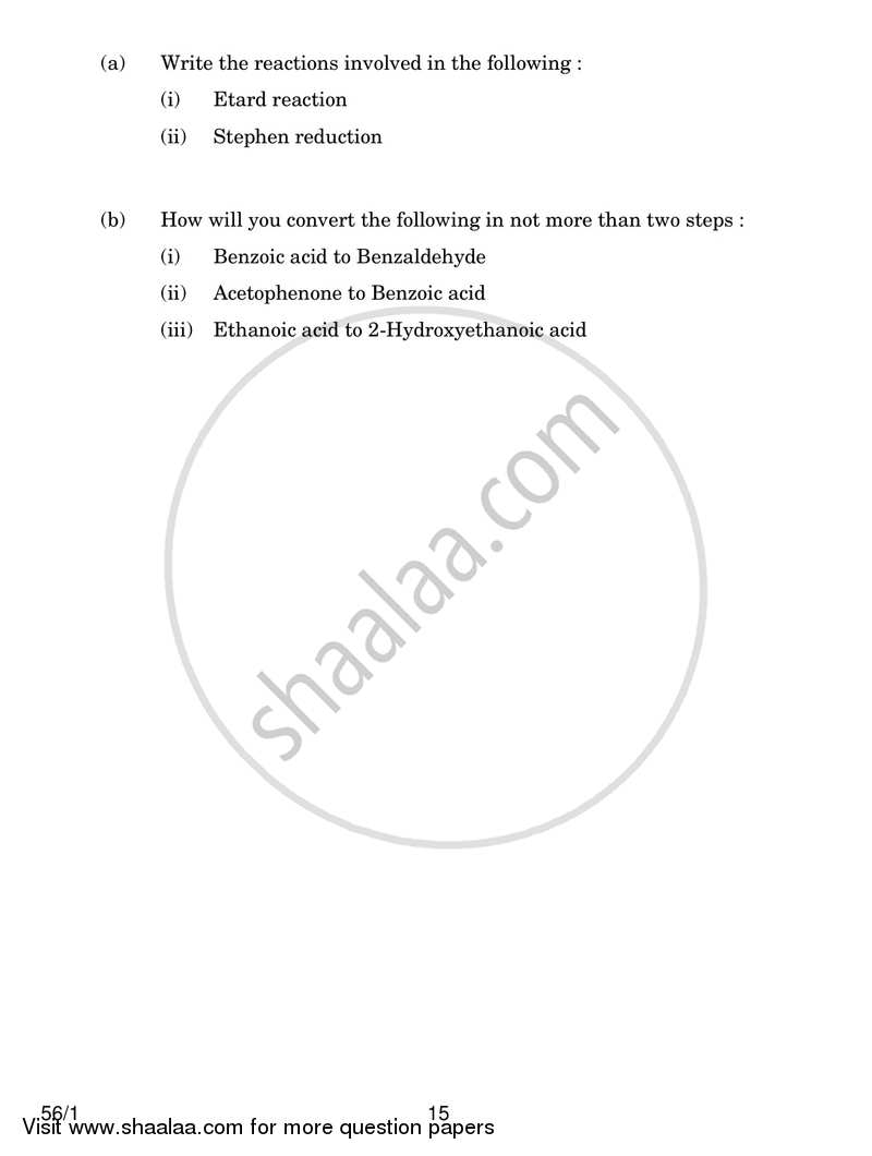 Chemistry 2016-2017 - CBSE 12th - Class 12 - CBSE (Central Board of Secondary Education) question paper with PDF download