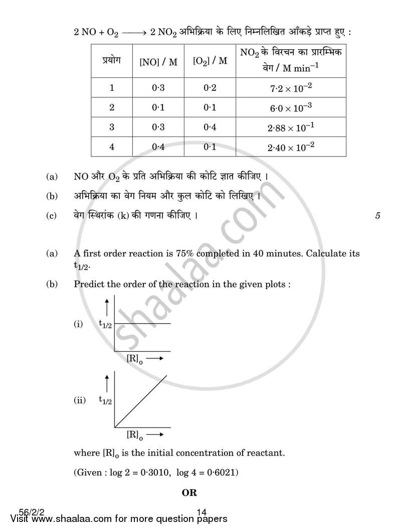 Chemistry 2016-2017 - CBSE 12th - Class 12 - CBSE (Central Board of Secondary Education) question paper with PDF download