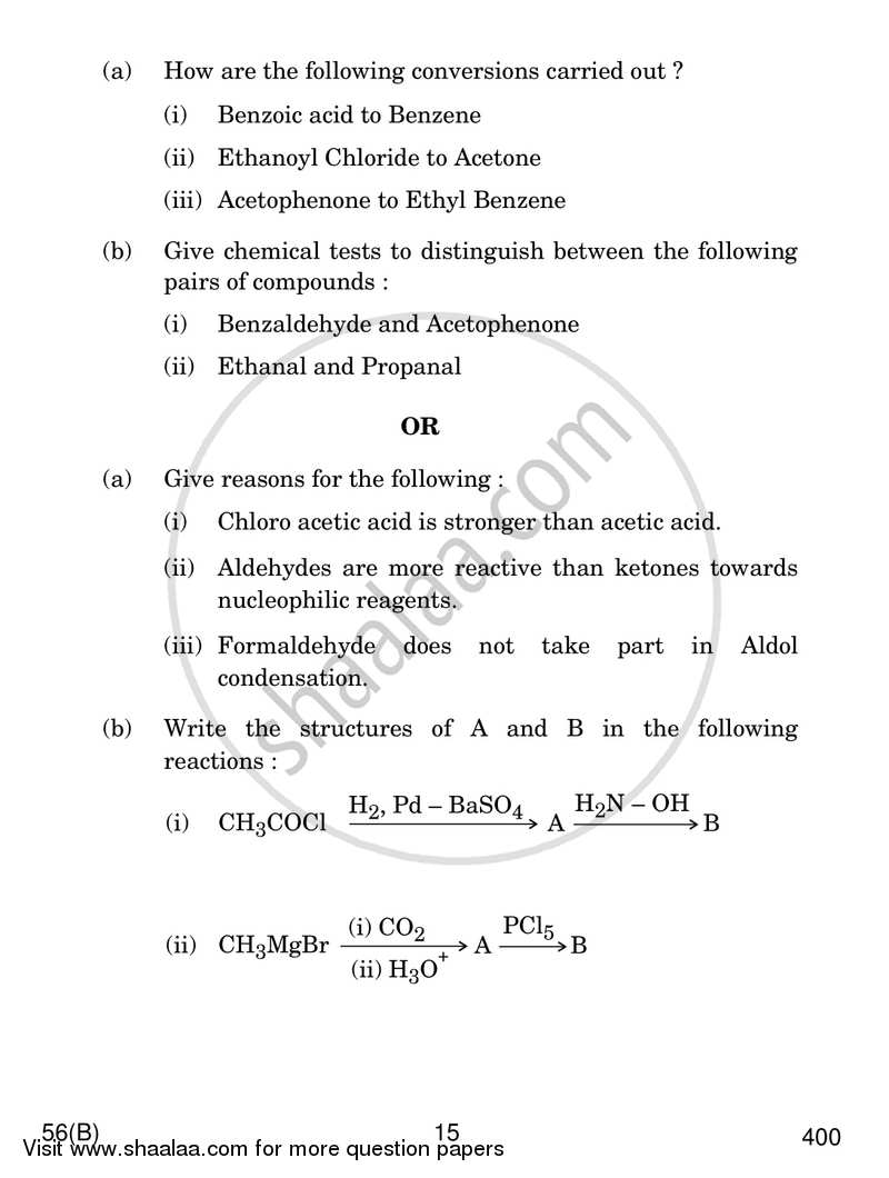 Chemistry 2017-2018 - CBSE 12th - Class 12 - CBSE (Central Board of Secondary Education) question paper with PDF download