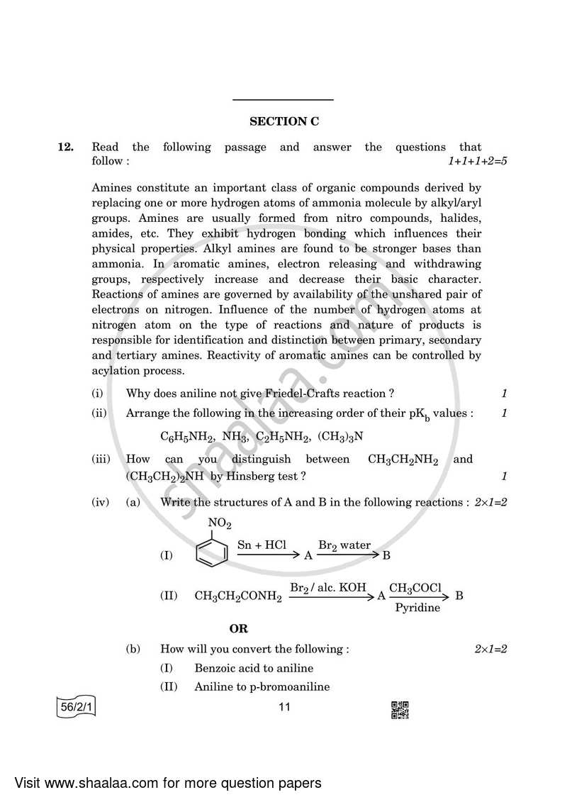 Chemistry 2021-2022 - CBSE 12th - Class 12 - CBSE (Central Board of Secondary Education) question paper with PDF download