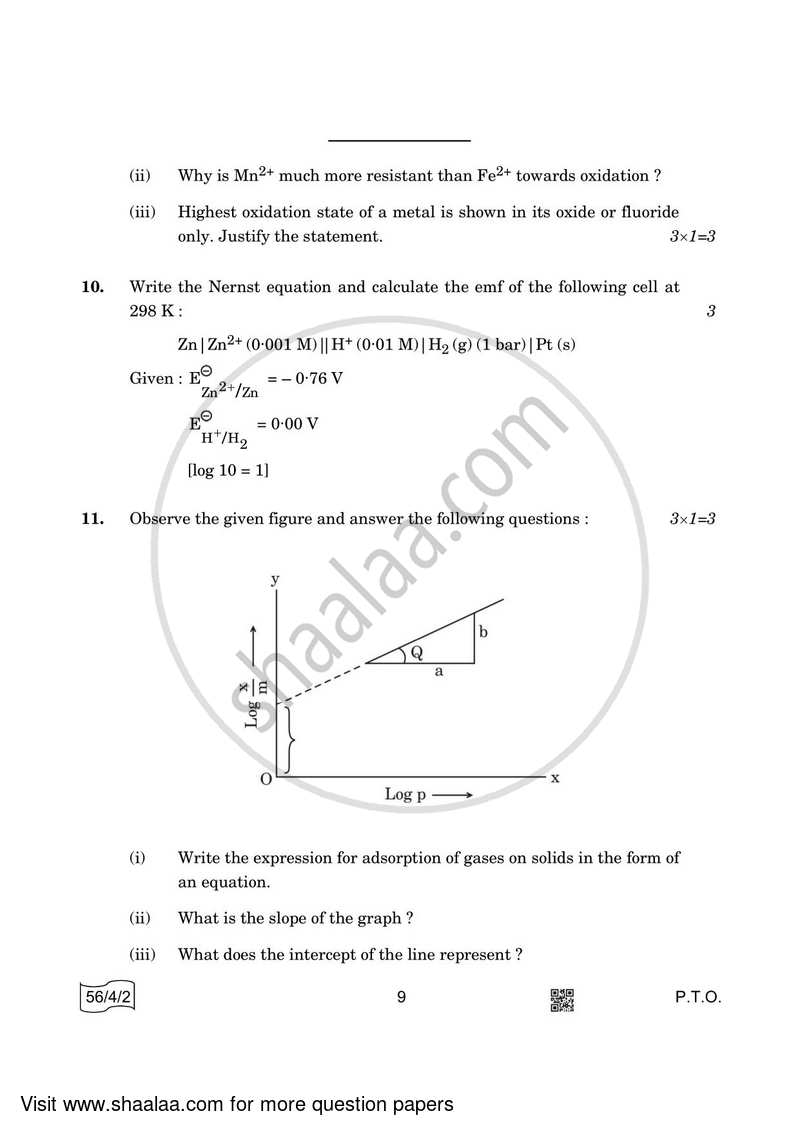 Chemistry 2021-2022 - CBSE 12th - Class 12 - CBSE (Central Board of Secondary Education) question paper with PDF download