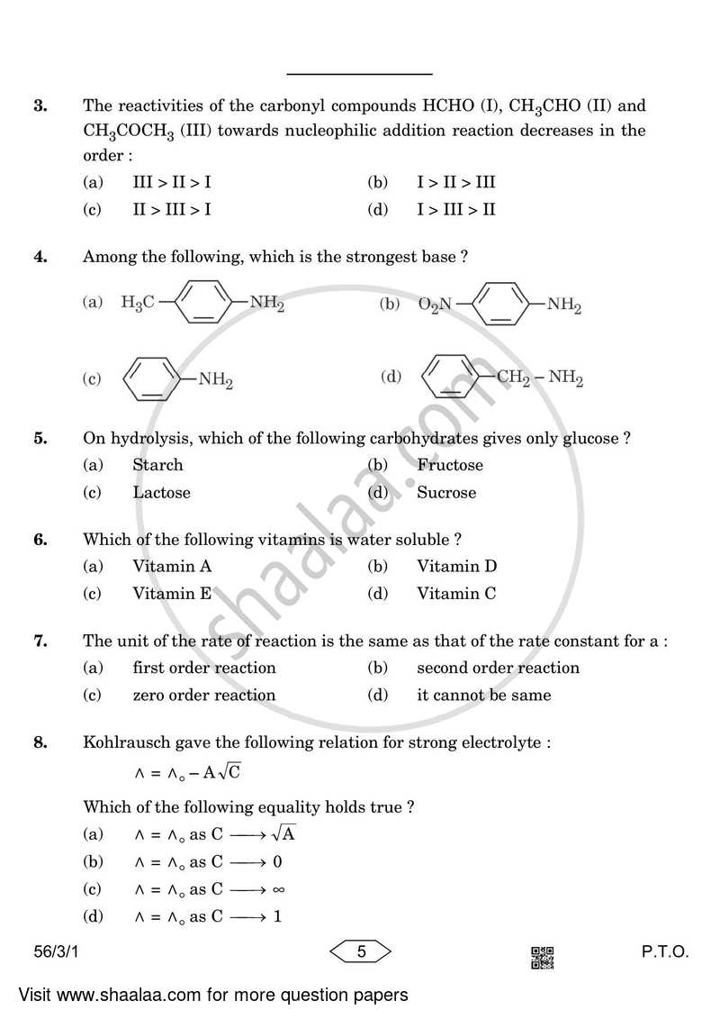 Chemistry 2022-2023 - CBSE 12th - Class 12 - CBSE (Central Board of Secondary Education) question paper with PDF download