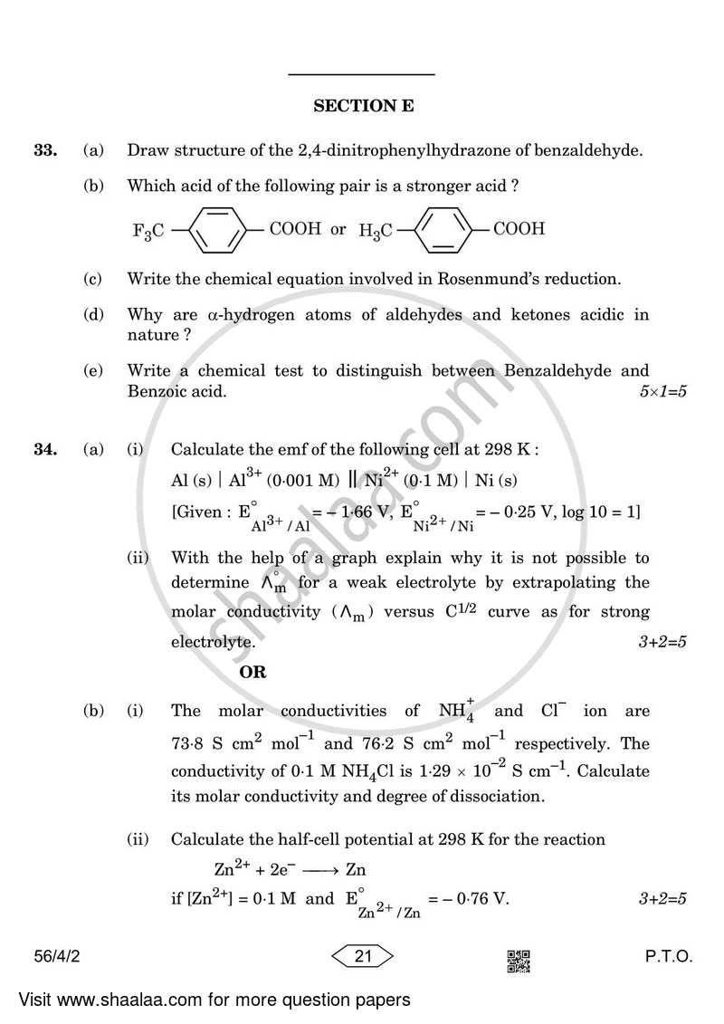 Chemistry 2022-2023 - CBSE 12th - Class 12 - CBSE (Central Board of Secondary Education) question paper with PDF download