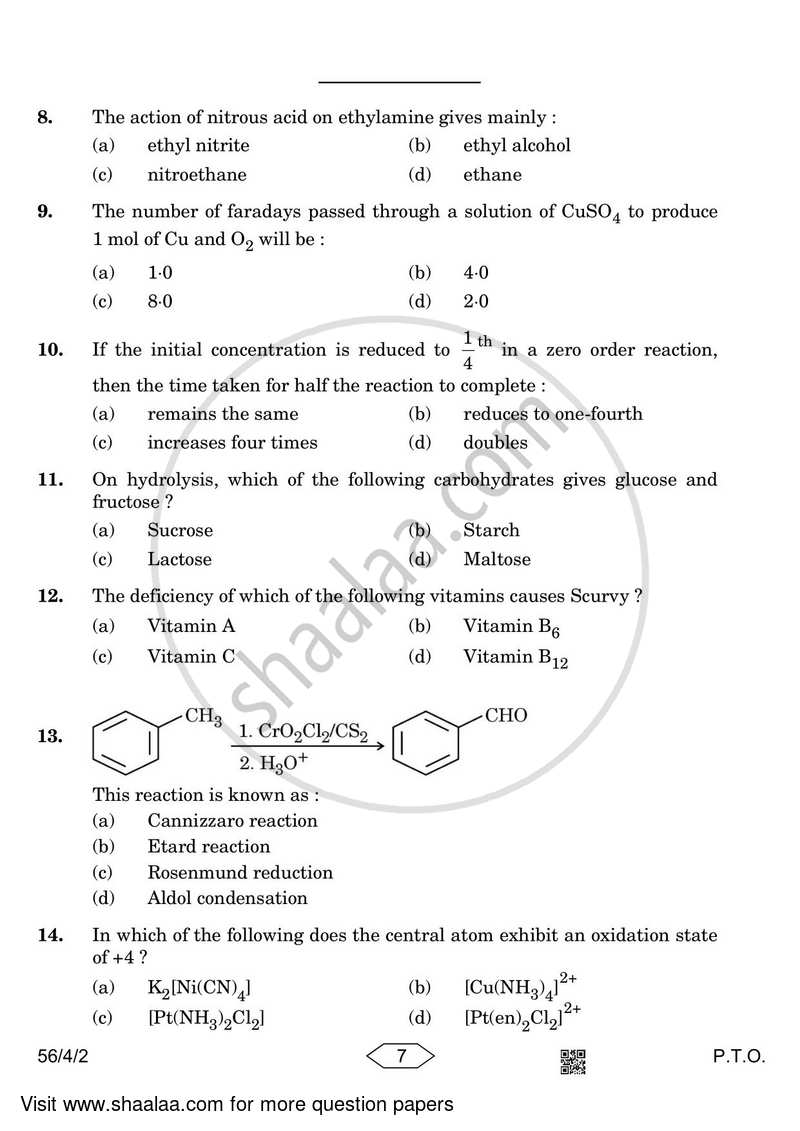 Chemistry 2022-2023 - CBSE 12th - Class 12 - CBSE (Central Board of Secondary Education) question paper with PDF download
