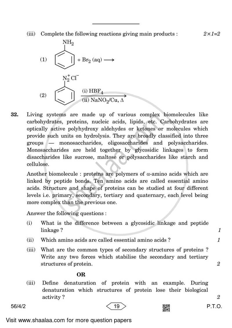 Chemistry 2022-2023 - CBSE 12th - Class 12 - CBSE (Central Board of Secondary Education) question paper with PDF download
