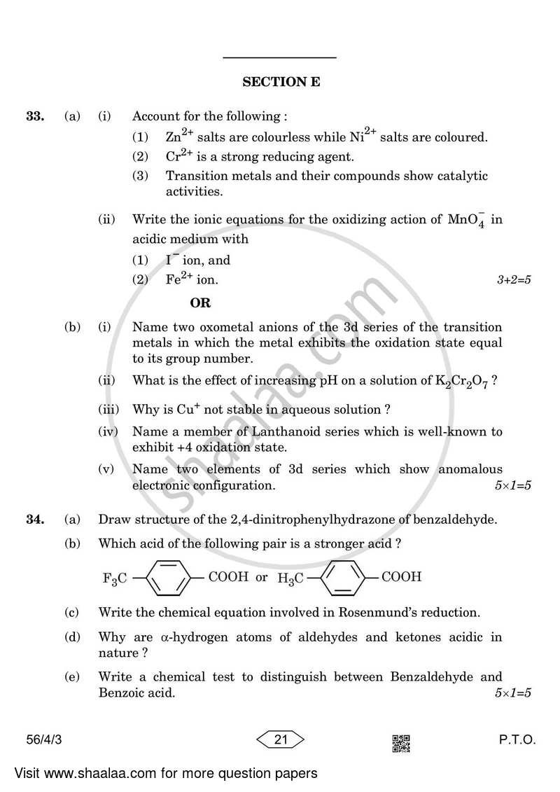 Chemistry 2022-2023 - CBSE 12th - Class 12 - CBSE (Central Board of Secondary Education) question paper with PDF download