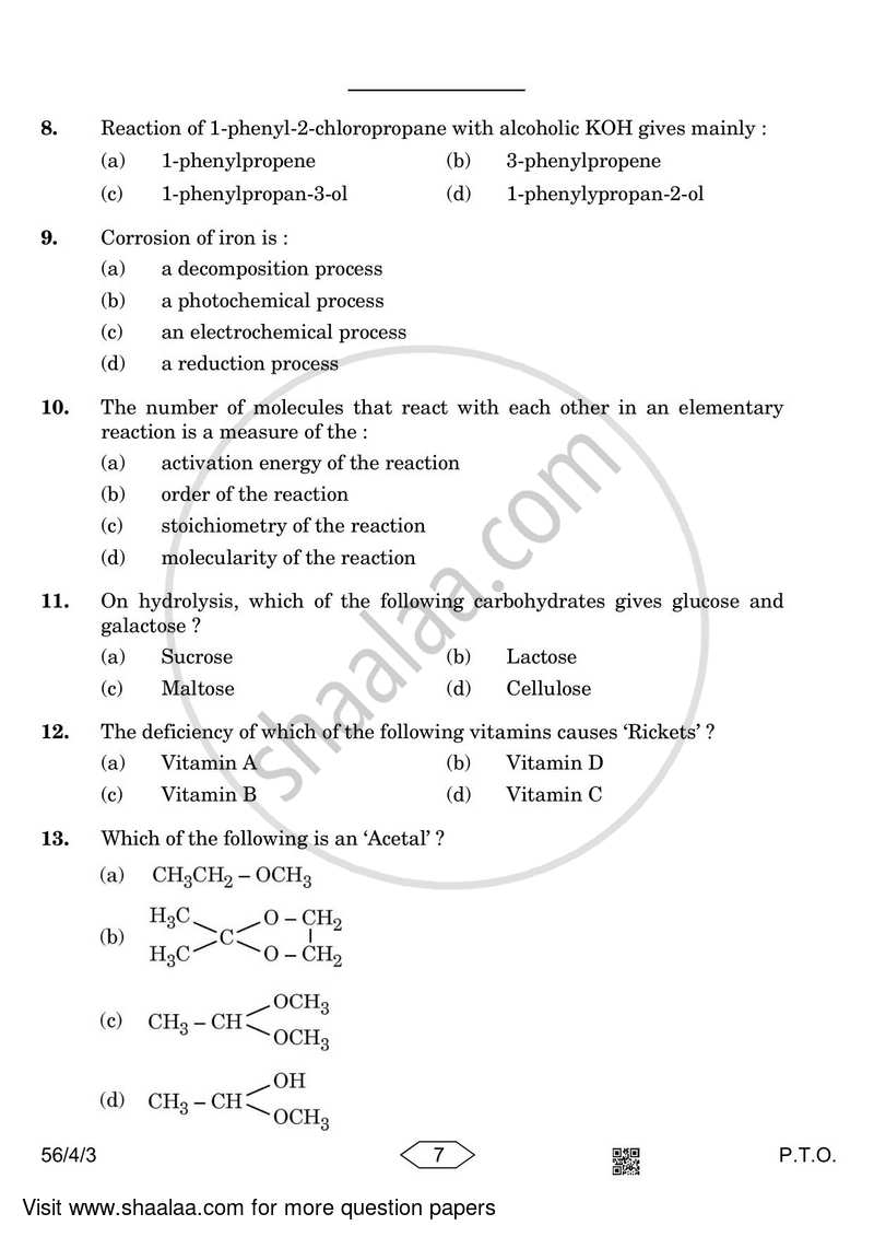 Chemistry 2022-2023 - CBSE 12th - Class 12 - CBSE (Central Board of Secondary Education) question paper with PDF download