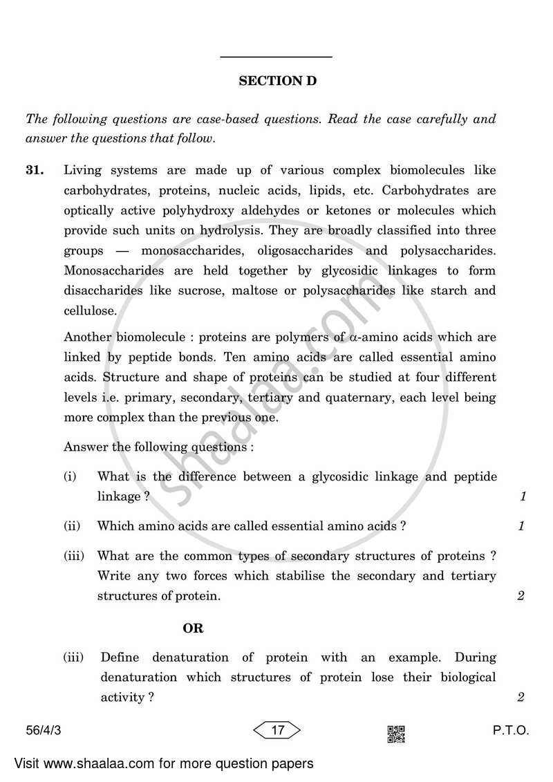 Chemistry 2022-2023 - CBSE 12th - Class 12 - CBSE (Central Board of Secondary Education) question paper with PDF download