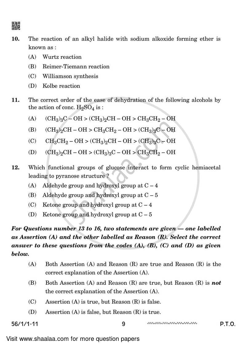 Chemistry 2023-2024 - CBSE 12th - Class 12 - CBSE (Central Board of Secondary Education) question paper with PDF download
