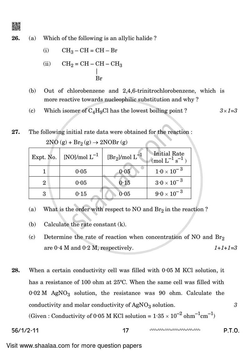 Chemistry 2023-2024 - CBSE 12th - Class 12 - CBSE (Central Board of Secondary Education) question paper with PDF download
