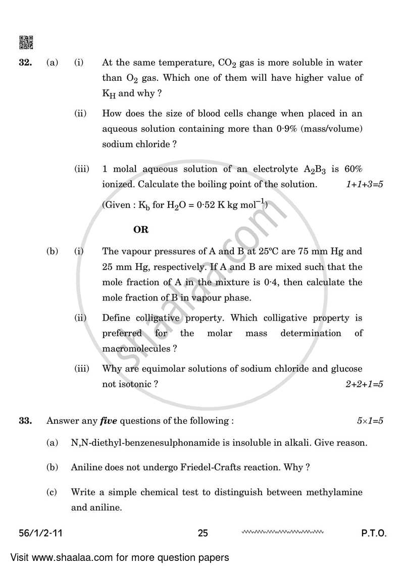 Chemistry 2023-2024 - CBSE 12th - Class 12 - CBSE (Central Board of Secondary Education) question paper with PDF download