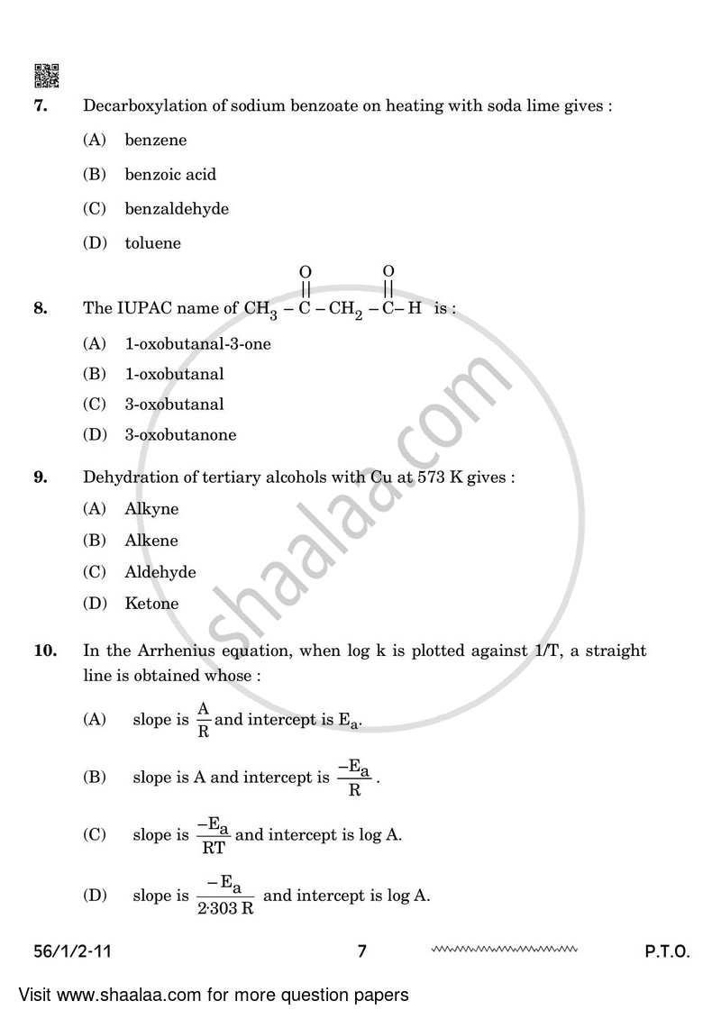 Chemistry 2023-2024 - CBSE 12th - Class 12 - CBSE (Central Board of Secondary Education) question paper with PDF download